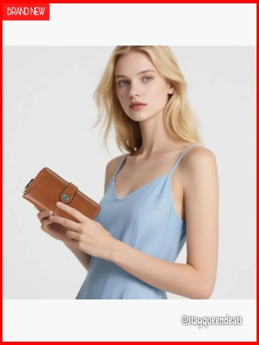Leather RFID Blocking Bifold Wallet with Wristlet 12 Card Slots